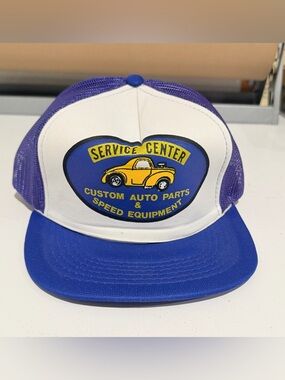 Vintage Classic Cars Service Center Trucker Hat Snap Back 90s